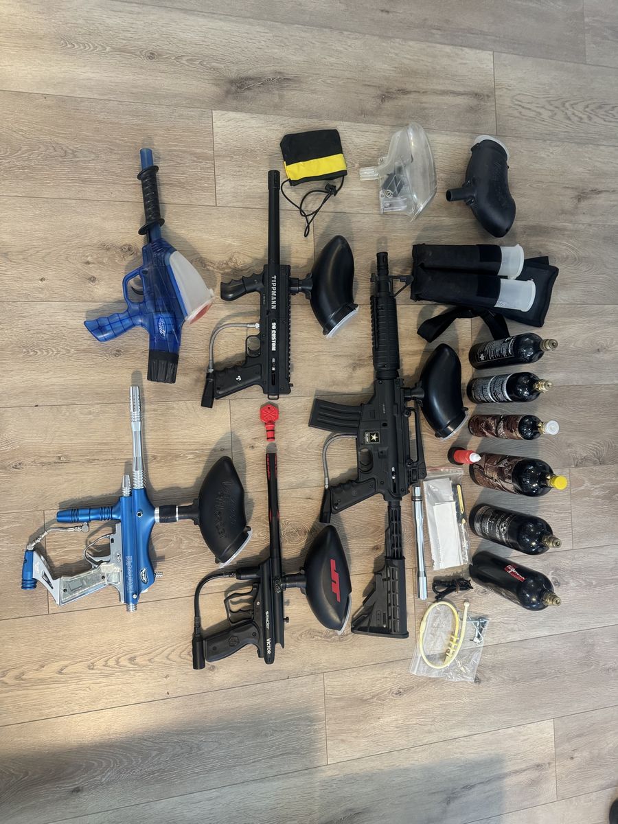 Paintball guns and gear