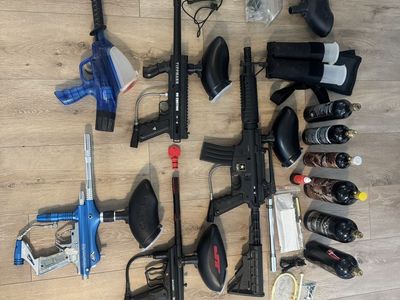 Paintball guns and gear
