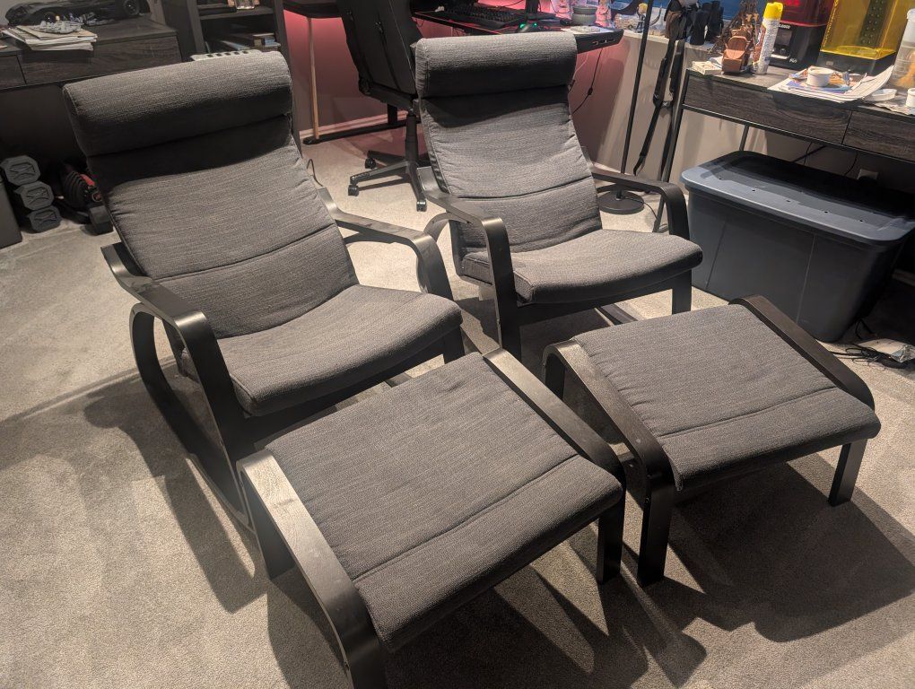 Poang Ikea Armchairs - Black/Brown - Set of 2
