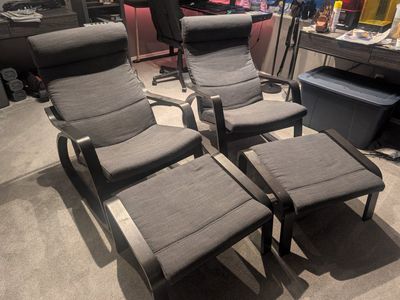 Poang Ikea Armchairs - Black/Brown - Set of 2