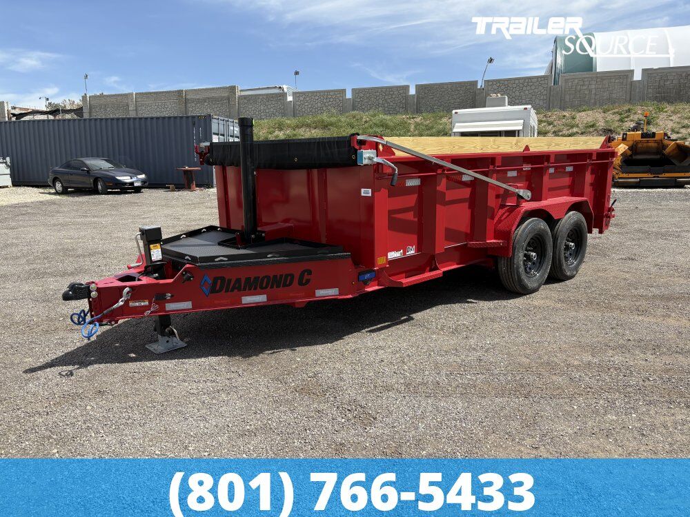 7x14 Diamond C LPT 207 Dump Trailer - 32" Sides - 15.5K GVWR - 14 Ply Tires, Board Brackets, Long Arm Tarp