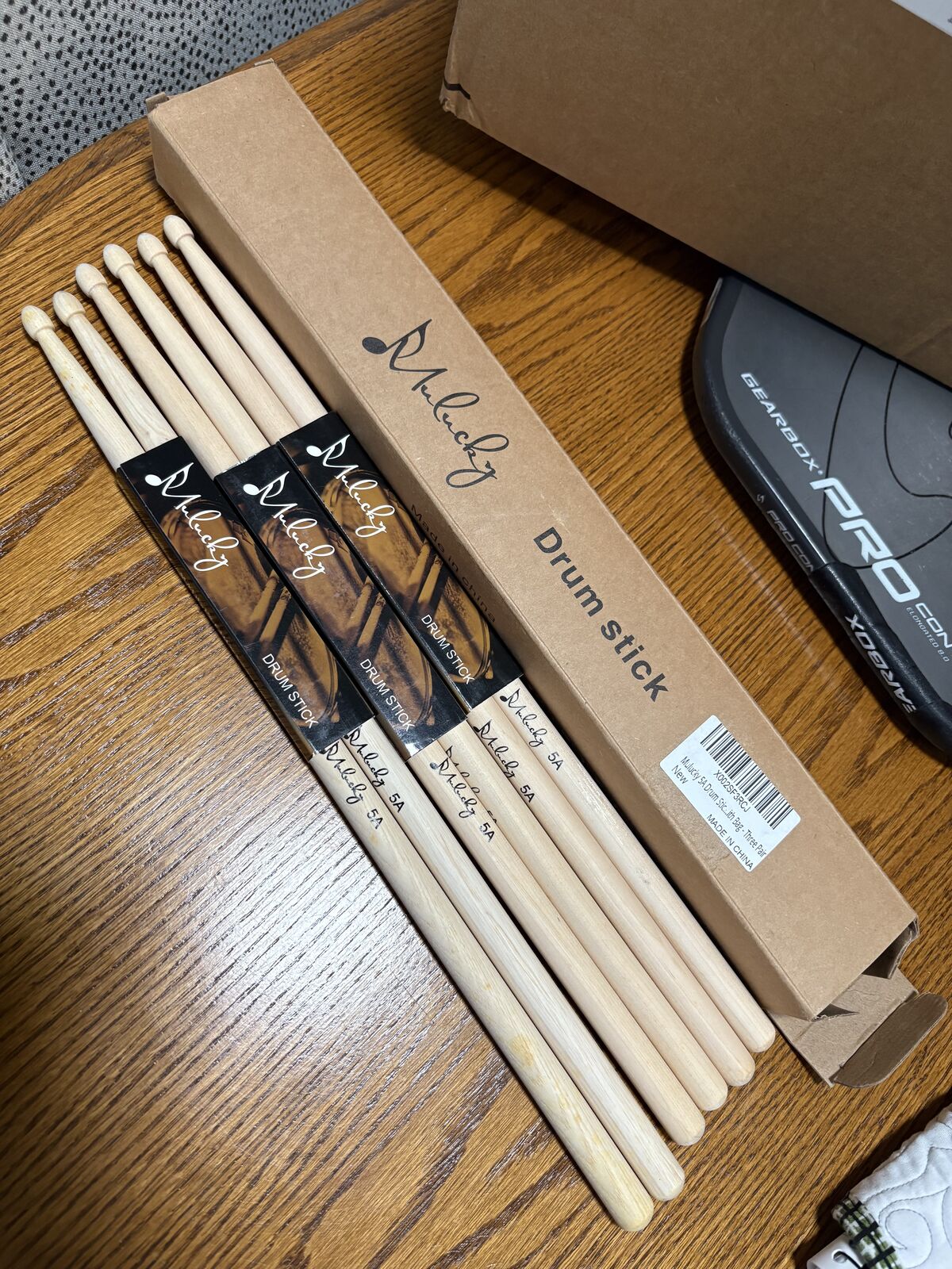 Brand new set of 3 Mulucky 5A Walnut wood Drumsticks with bag and box $30 cash/Venmo in Draper