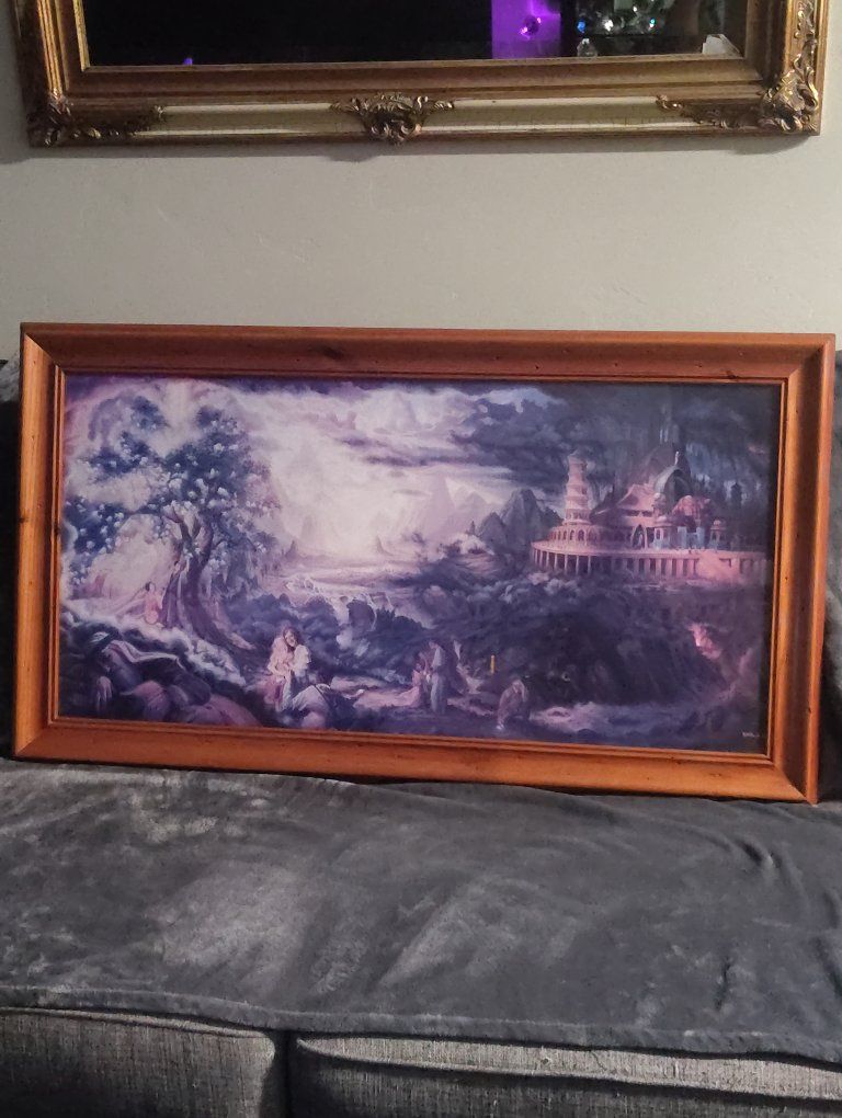 Vintage Lehis Dream Tree of Life Framed Lithograph Art Print by Steven Lloyd Neal 36x18