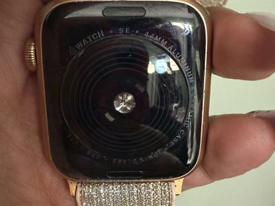 Apple Watch SE 44mm Gold Aluminum Case with Pink Glitter Band - GPS & LTE Smartwatch