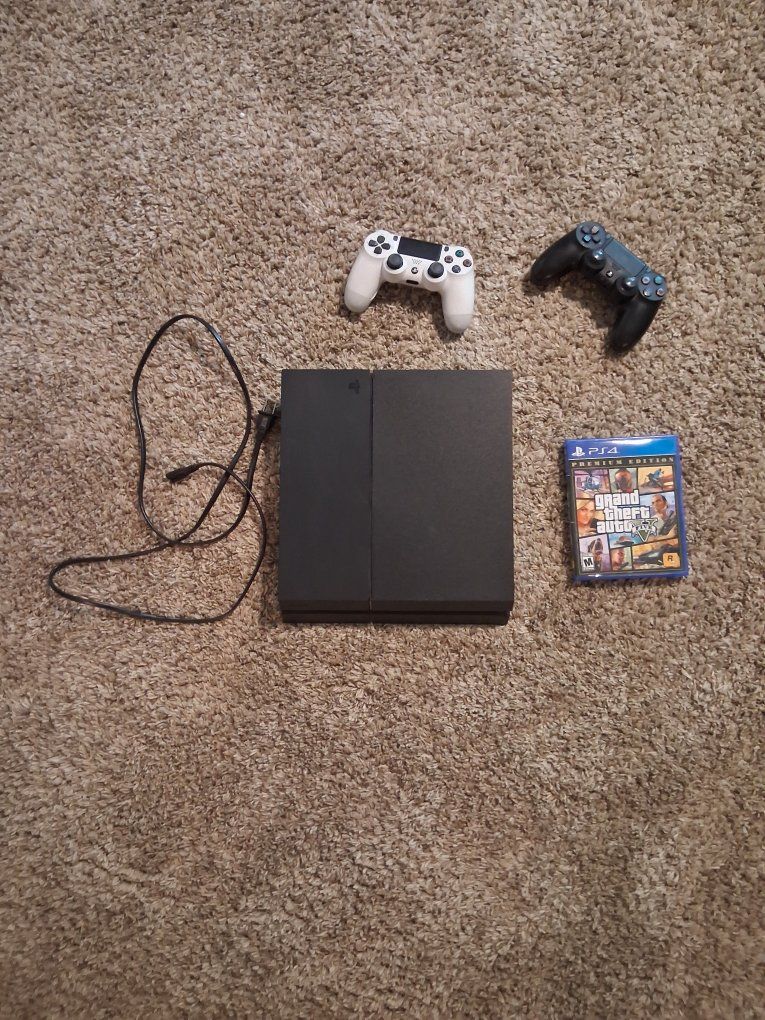 Sony PlayStation 4 PS4 (500GB) Console Bundle with 2 Controllers & Grand Theft Auto V