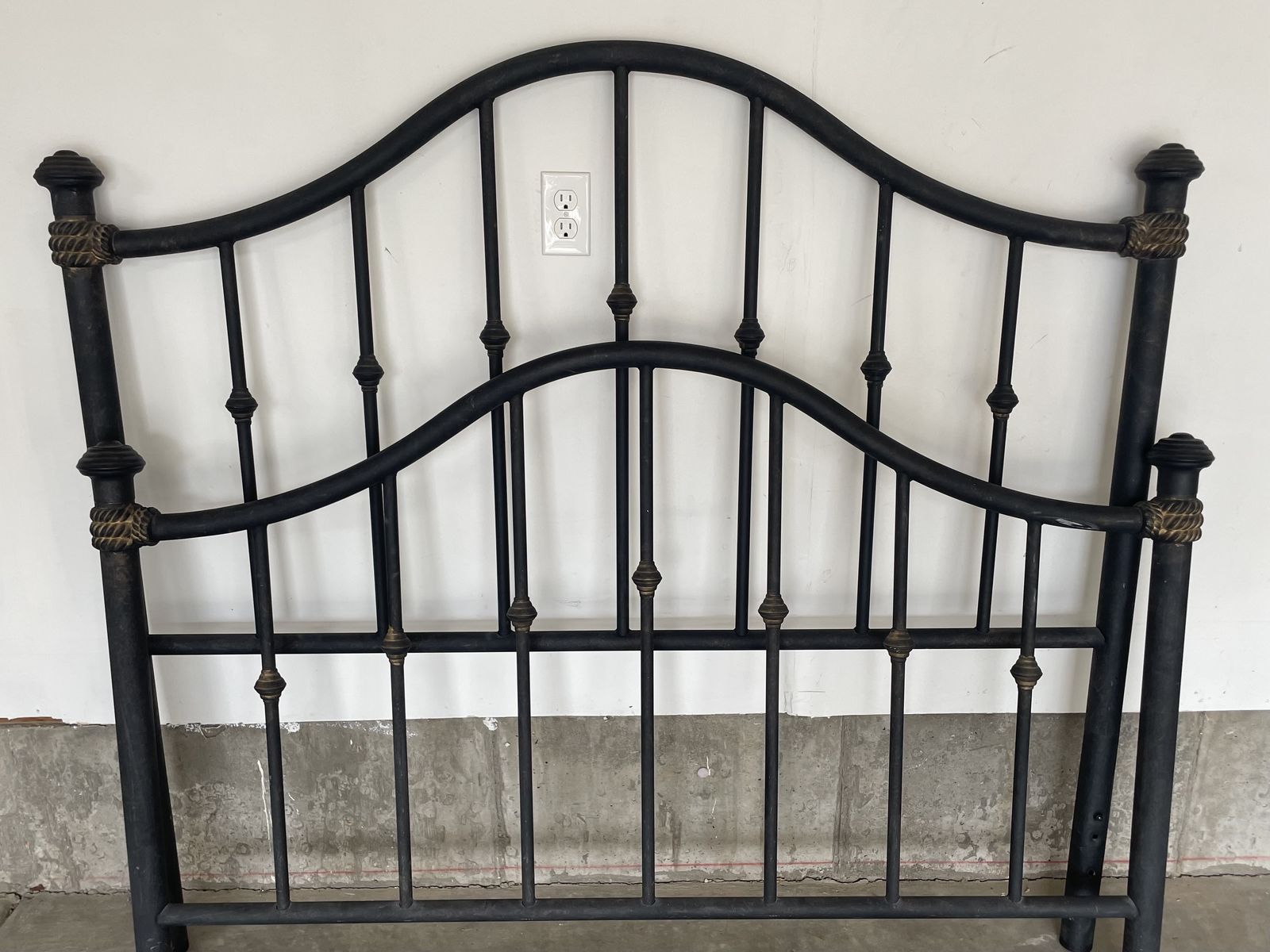 Black and gold queen headboard and footboard