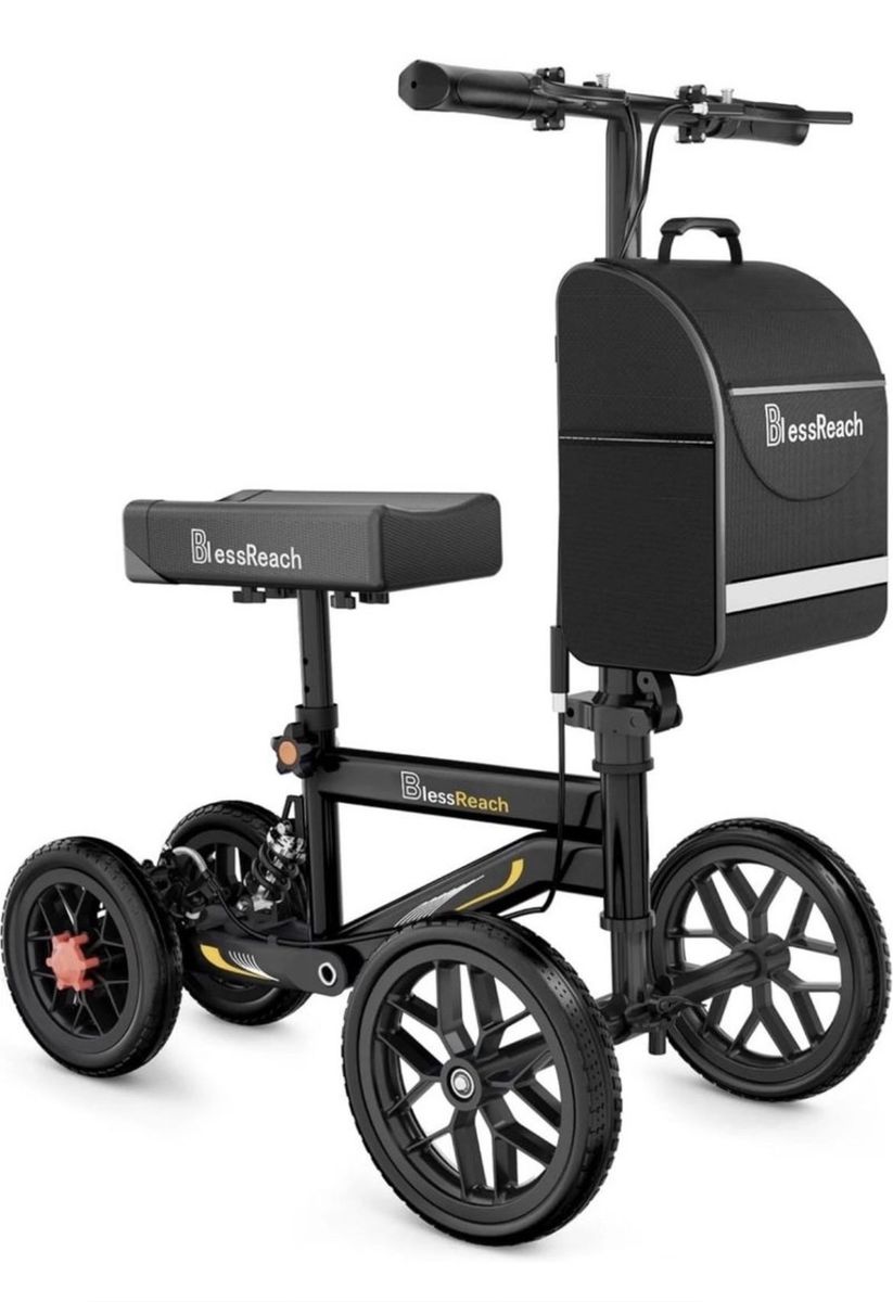 Brand New and Fully Assembled Bless Reach Post Surgery Knee Scooter With Disc Brake and Shock Absorber Fully Adjustable WB 2208T