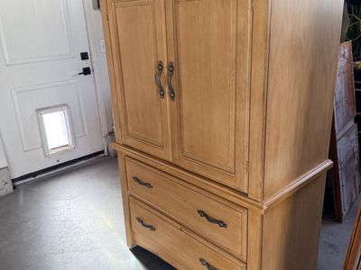 Solid Wood Armoire - Golden Honey, 60" H x 40" W x 21.5" D, Drawers & Doors Work