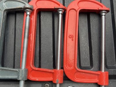Heavy-Duty C-Clamps - Set of 18 (2x 6-inch Red, 1x Gray) - Versatile Woodworking & Metalworking Tools