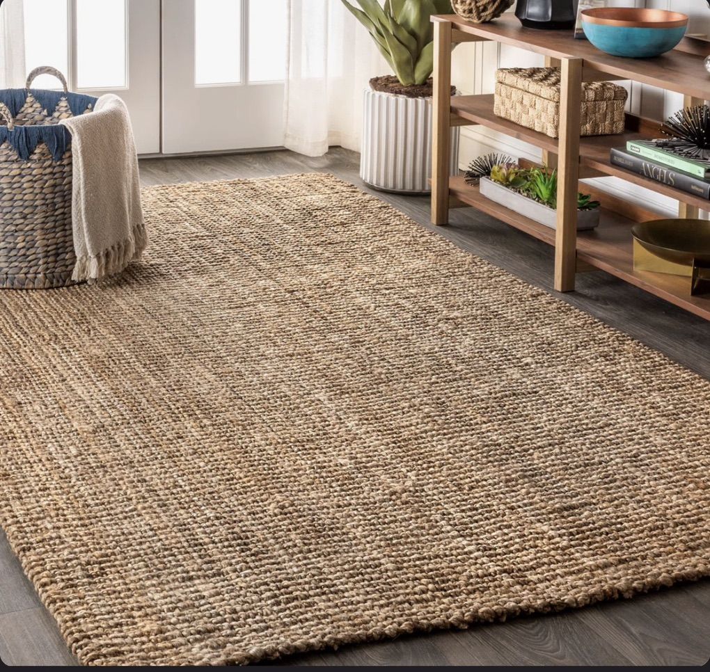New 6ft x 9ft Pata Hand Woven Jute Natural Rug