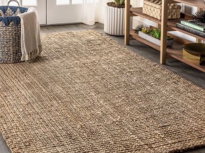 New 6ft x 9ft Pata Hand Woven Jute Natural Rug