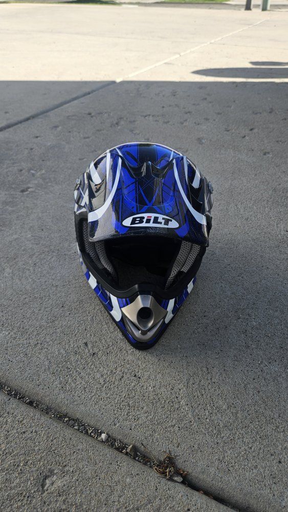 Bilt Clutch Blue/Black Full Face Youth MX/Dirt Bike Helmet - Size Medium