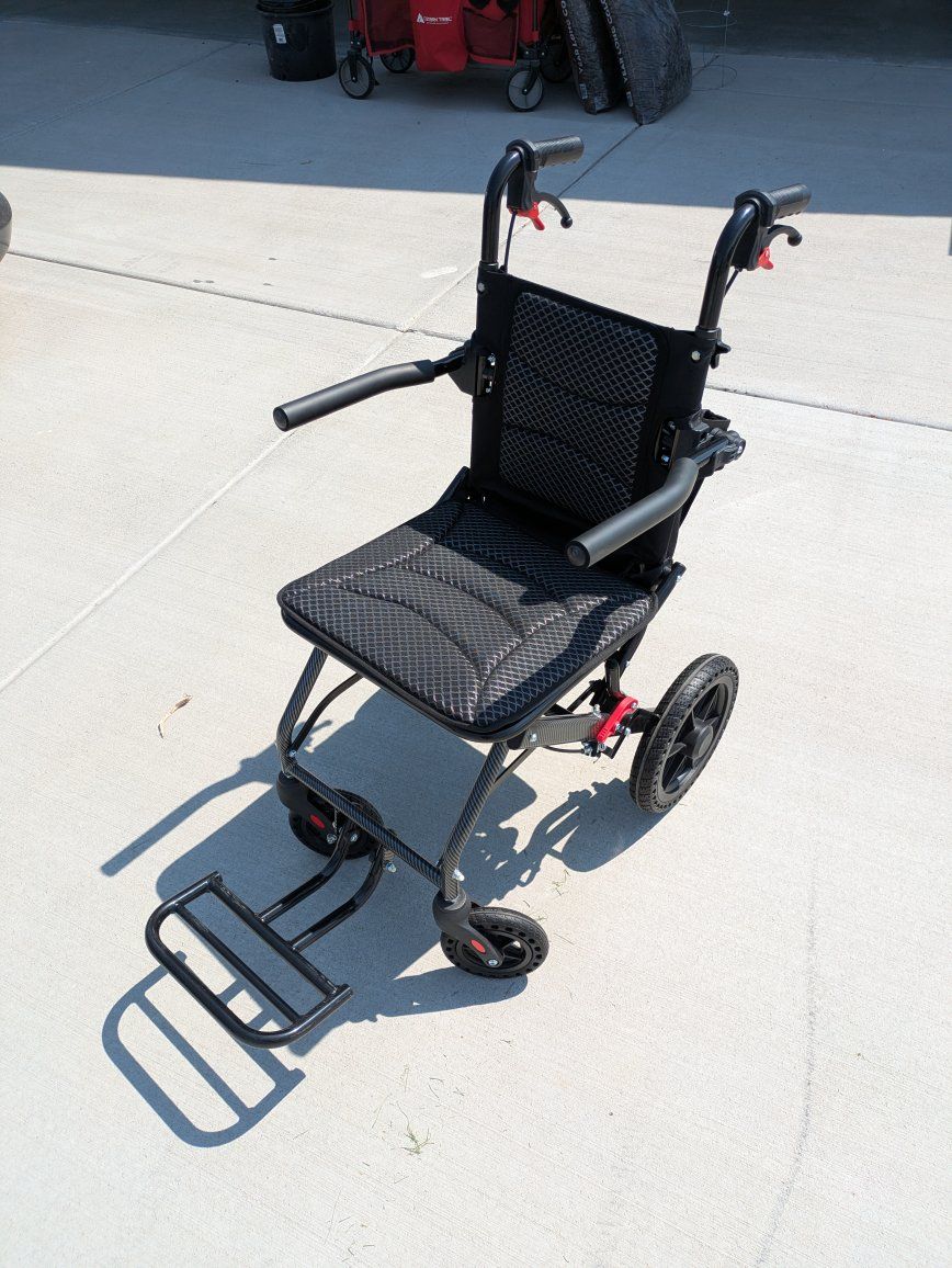 Folding Lightweight Transport Wheelchair with Padded Seat and Storage Bag