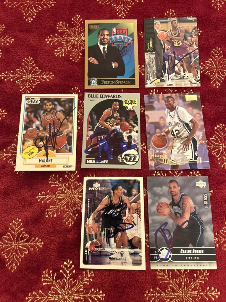 UTAH JAZZ AUTOGRAPH NBA Card Lot Signed Basketball