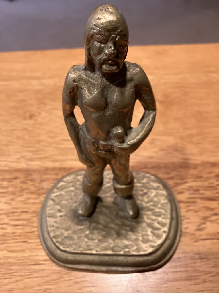 Vintage Solid English Brass Miner Statue 6x4