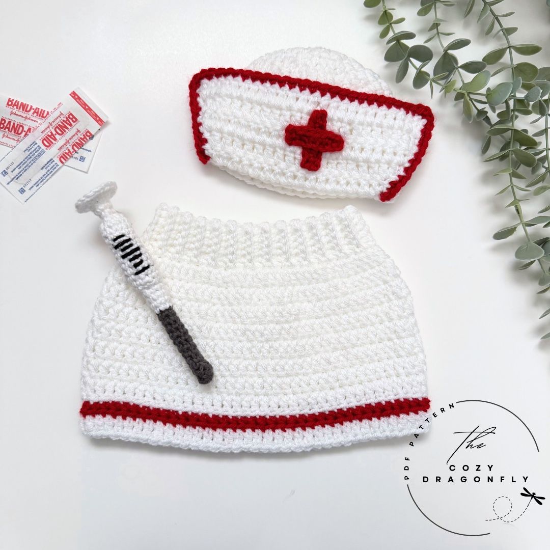 Baby Photo Prop, Nurse Outfit Crochet