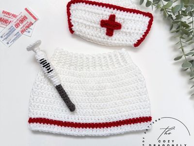 Baby Photo Prop, Nurse Outfit Crochet