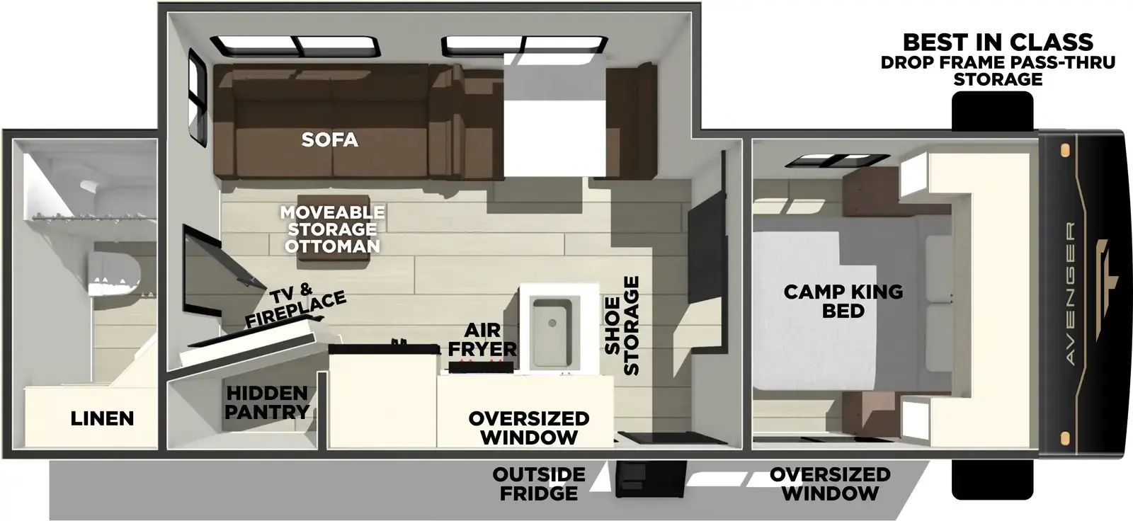 2026 Primetime Avenger 25RBS Camp Trailer - Hidden pantry!