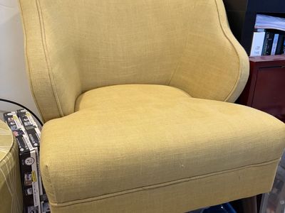 Mid Century yelliow chair with ottoman. Get them together or seperste.