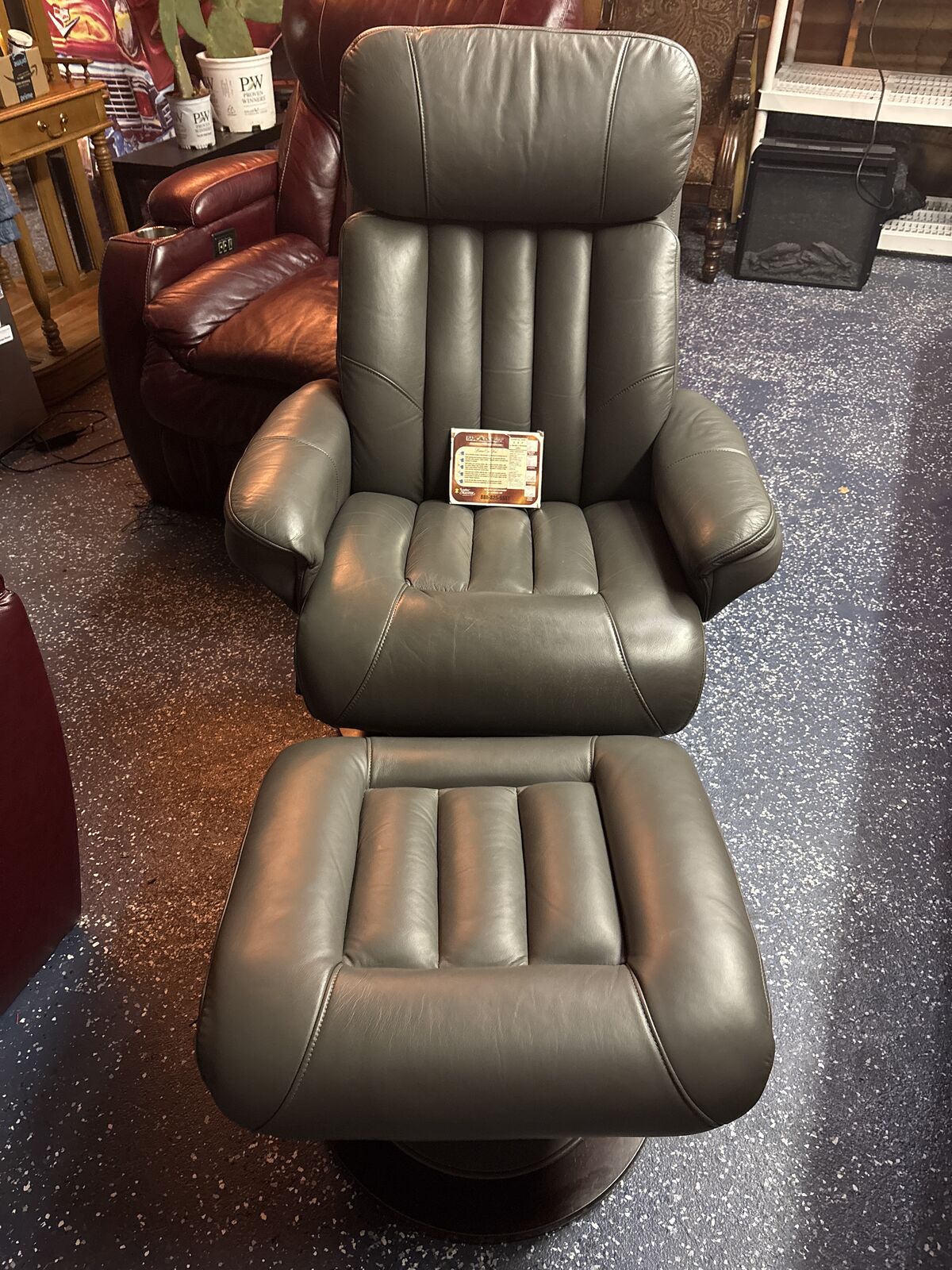 Like New Genuine Leather BarcaLounger with Ottoman