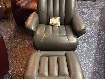 Like New Genuine Leather BarcaLounger with Ottoman