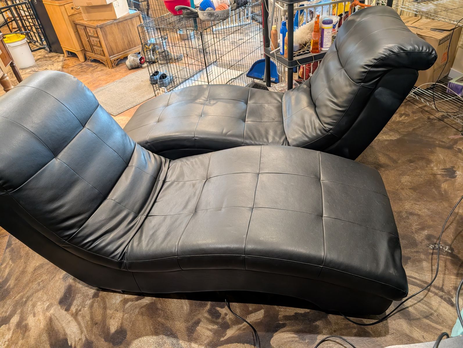 Two Black Vinyl Chaisse's