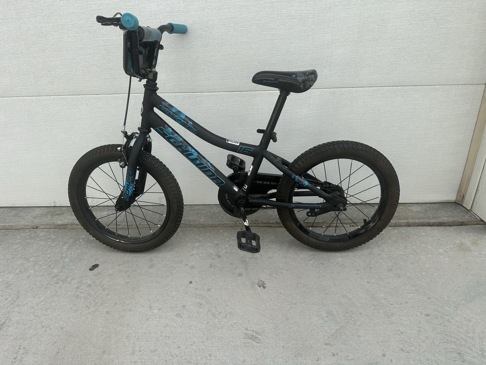 Schwinn Flywheel 16" Kids Bike - Black/Blue, Single Speed, Training Wheel Compatible