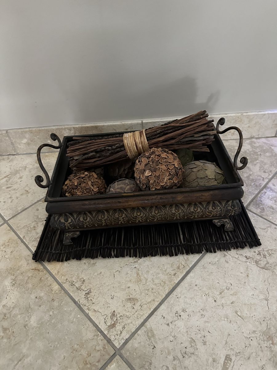 Decorative Tray with Botanical Potpourri - Earth Tones Home Decor Accent Piece