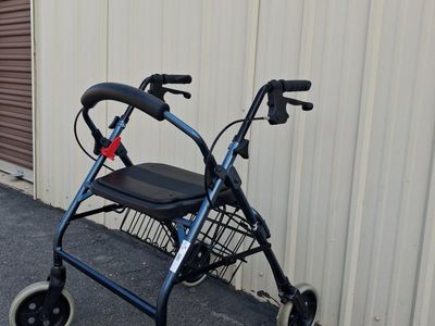 Rollator Walker with Seat and Basket, Blue, Used