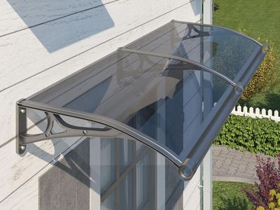 Outdoor Window Awning: 40"x40" Polycarbonate & Aluminum Patio Cover, UV Protection, Rain Shelter