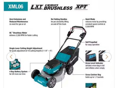 Makita XML06 18V X2 (36V) LXT Cordless 18" Self-Propelled Lawn Mower