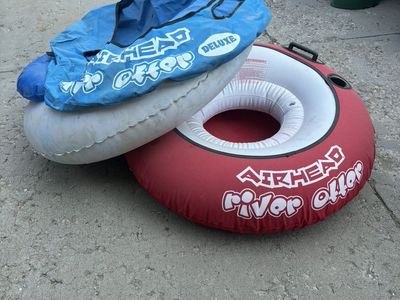 AIRHEAD River Otter Deluxe and Standard River Tubes - Set of 2, Red/White & Blue/White