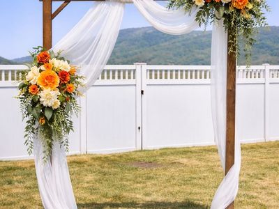 Fall Wedding Arch Floral Swag - Terracotta Orange, Cream & Green Artificial Flower Arrangement
