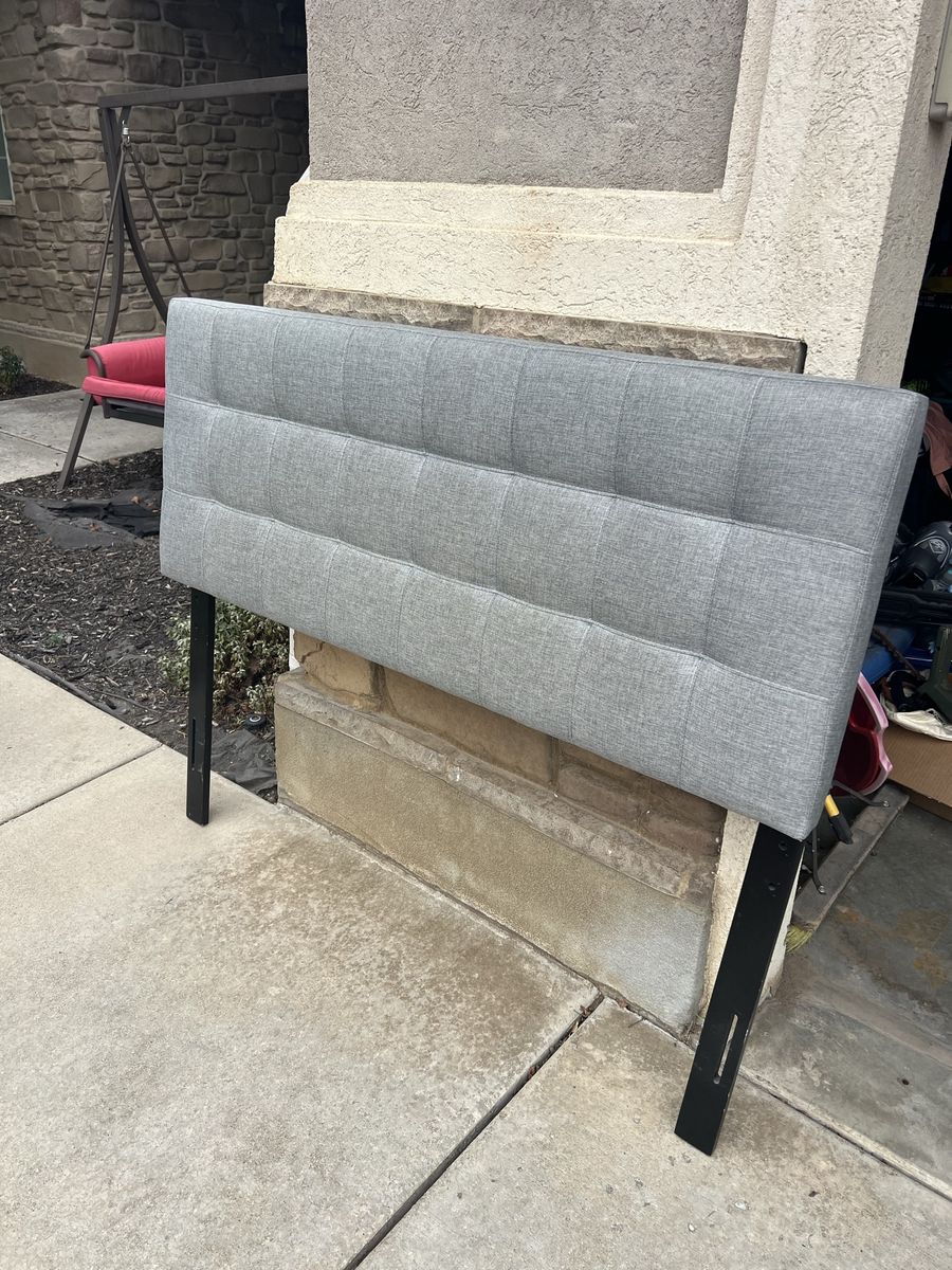 Gray Tufted Fabric Full Headboard - 56.5" Wide, Adjustable Height