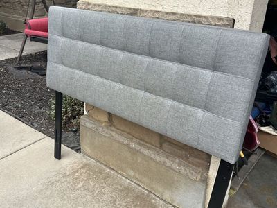 Gray Tufted Fabric Full Headboard - 56.5" Wide, Adjustable Height