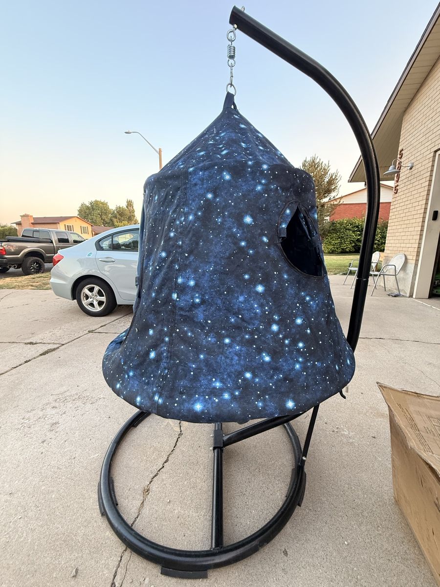 Hanging Pod Swing Chair Tent with Metal Stand - Galaxy Starry Print