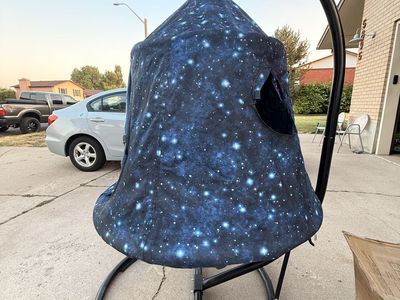 Hanging Pod Swing Chair Tent with Metal Stand - Galaxy Starry Print