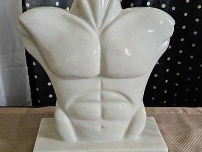 White Marble Male Torso Statue Sculpture Philippines Abstract by Maitland-Smith. Estate Sale