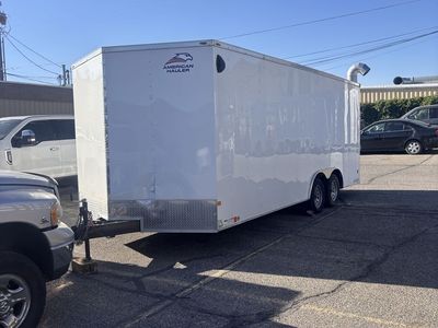 American Hauler Enclosed Cargo Trailer - White, Dual Axle, Excellent Condition, Built 04/2022
