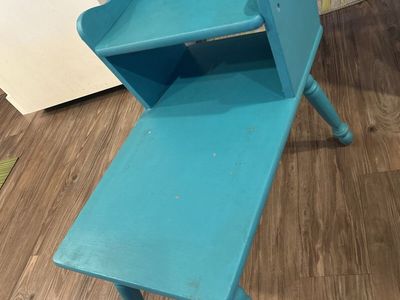 Vintage Wood Turquoise Side Table