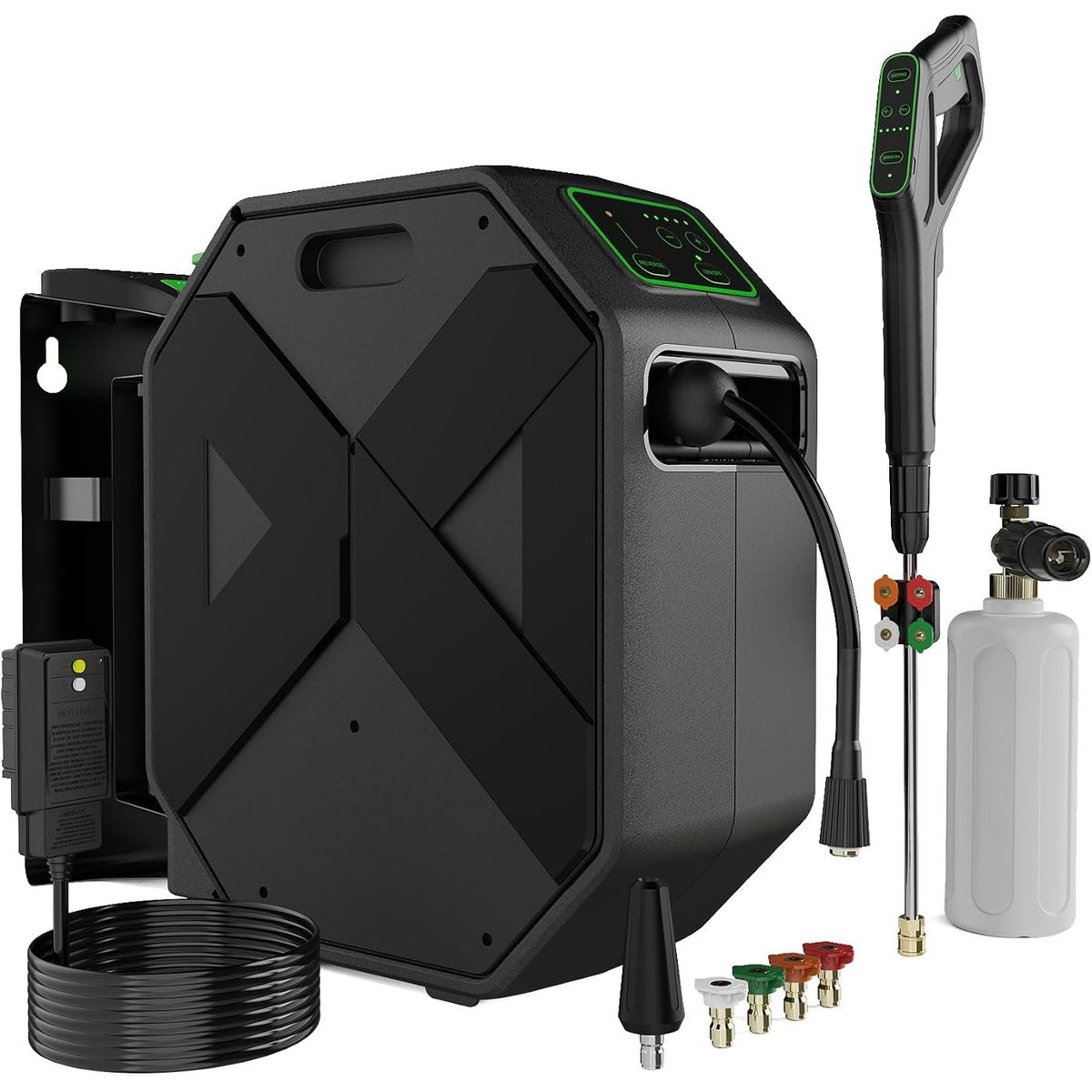 Wall Mounted Electric Pressure Washer with Remote Control and Retractable Hose Reel