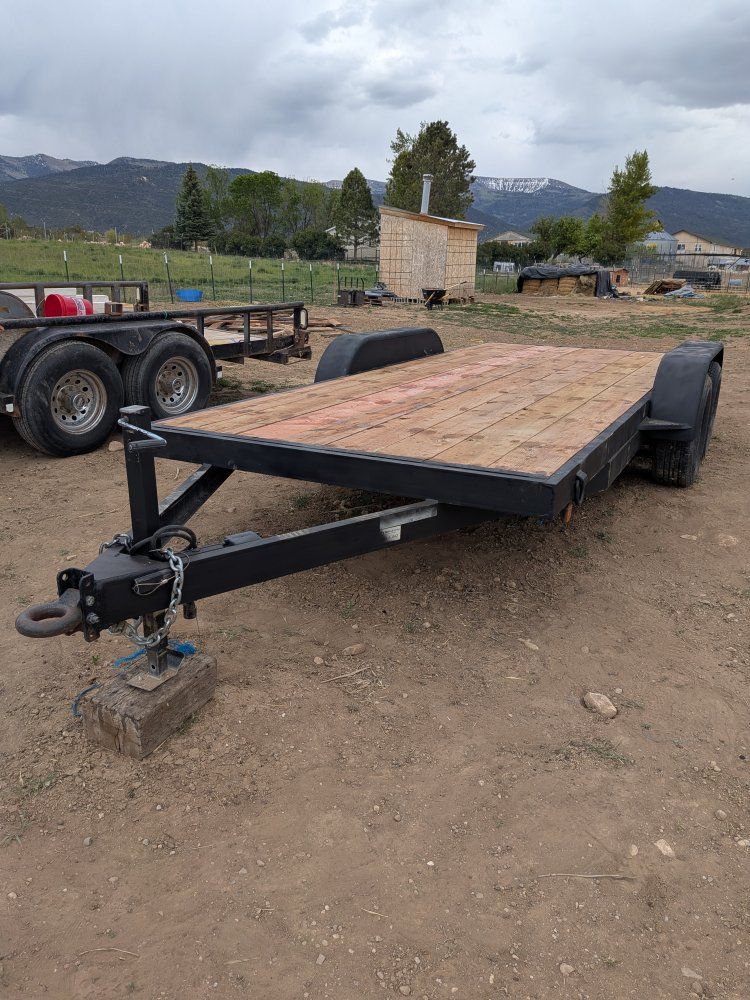 16' Car Hauler Flat Bed Trailer