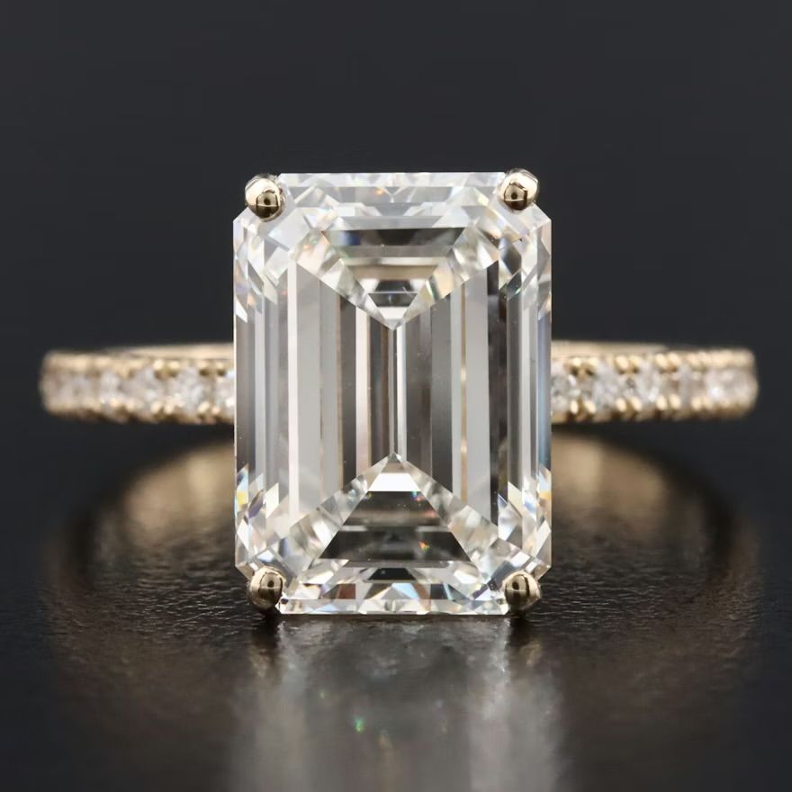 14K 5.27 CTW Emerald Cut Diamond Ring with IGI Report