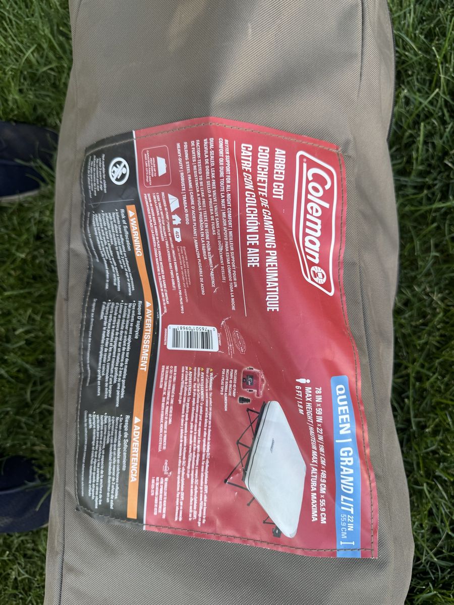 Coleman Queen Grand Lite Airbed Cot Camping Bed with Frame and Air Pump - 78"x59"x22"