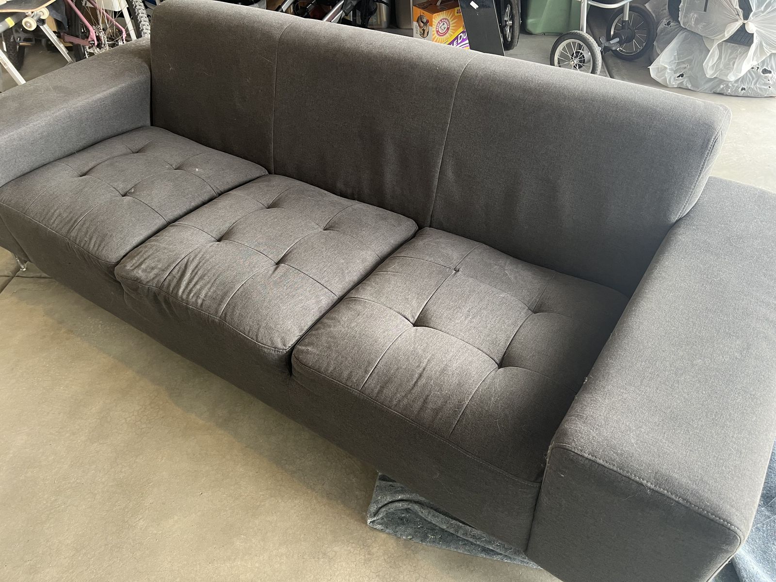 Couch  Modern Low Profile  Steel BLue Grey