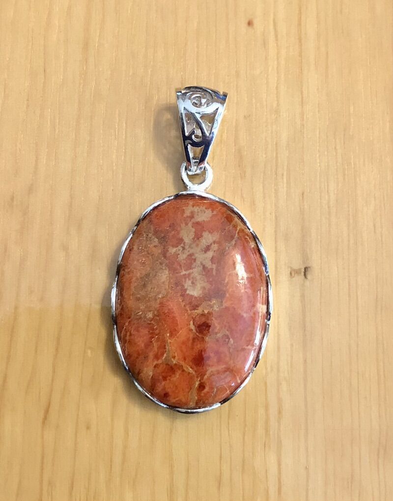 Sterling Silver And Sponge Coral Pendant
