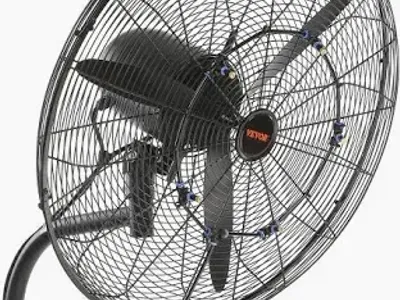 VEVOR 24 Inch 3-Speed 7000 CFM Black Waterproof Wall Mount Oscillating Fan