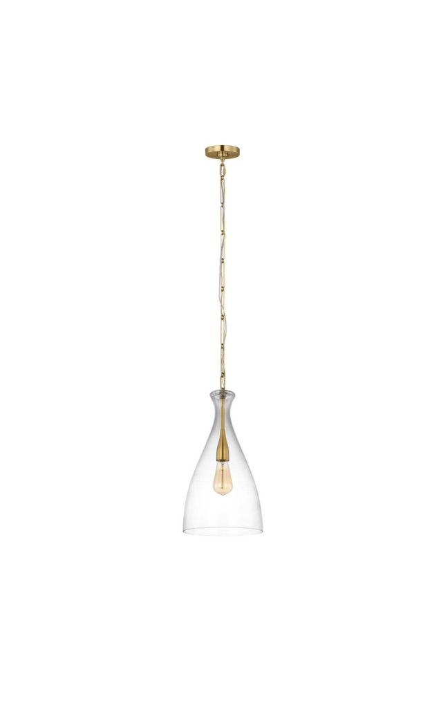 1- Light Brass Pendant Light w/ Clear Glass Shade