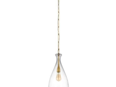 1- Light Brass Pendant Light w/ Clear Glass Shade