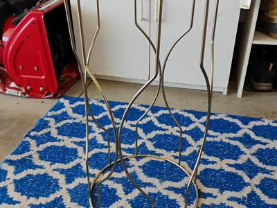 New! Ross: Brass & Wood Round Accent Table - 26" Tall, Modern Side Table
